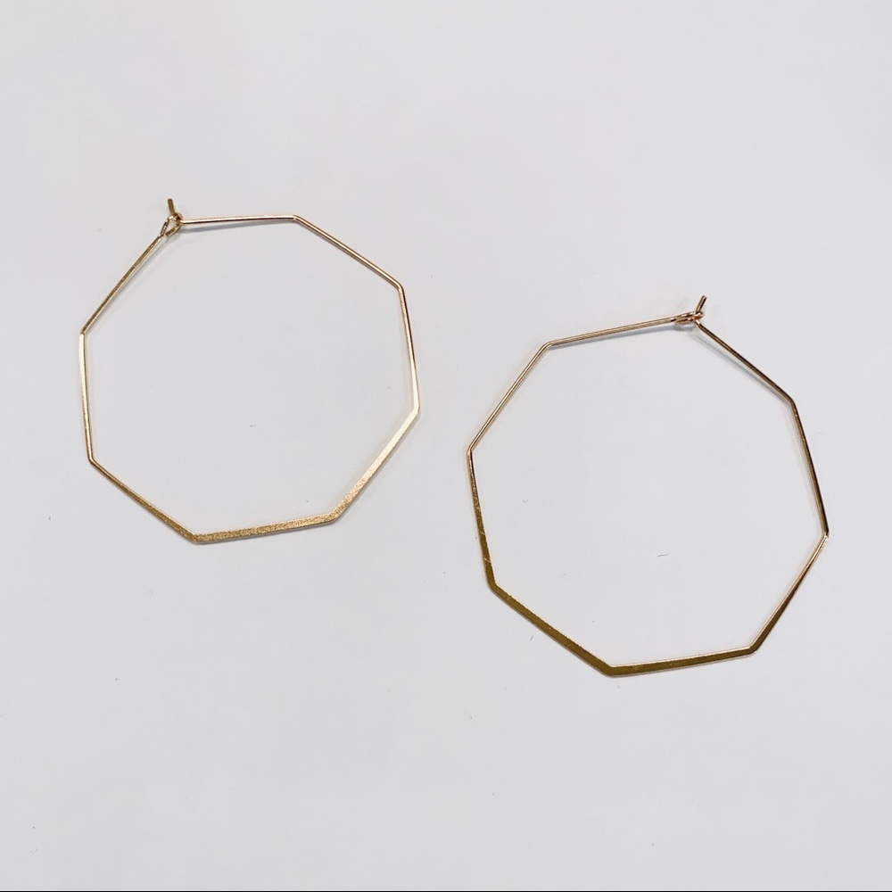 Gold Hexagon Hoops